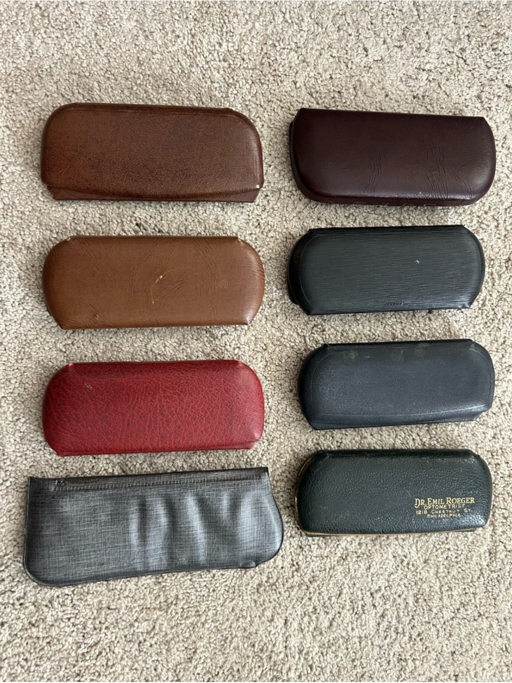 Vintage Used Antique Lot of 8 Eyeglass Protective Cases Plastic & Vinyl